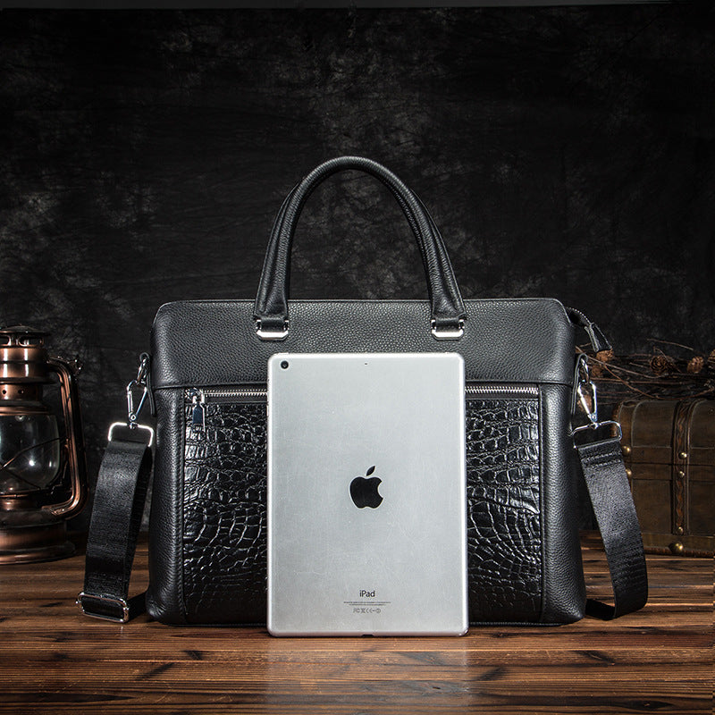 Men's Briefcase Cowhide Genuine Leather Business Handbag Men Computer Bag 