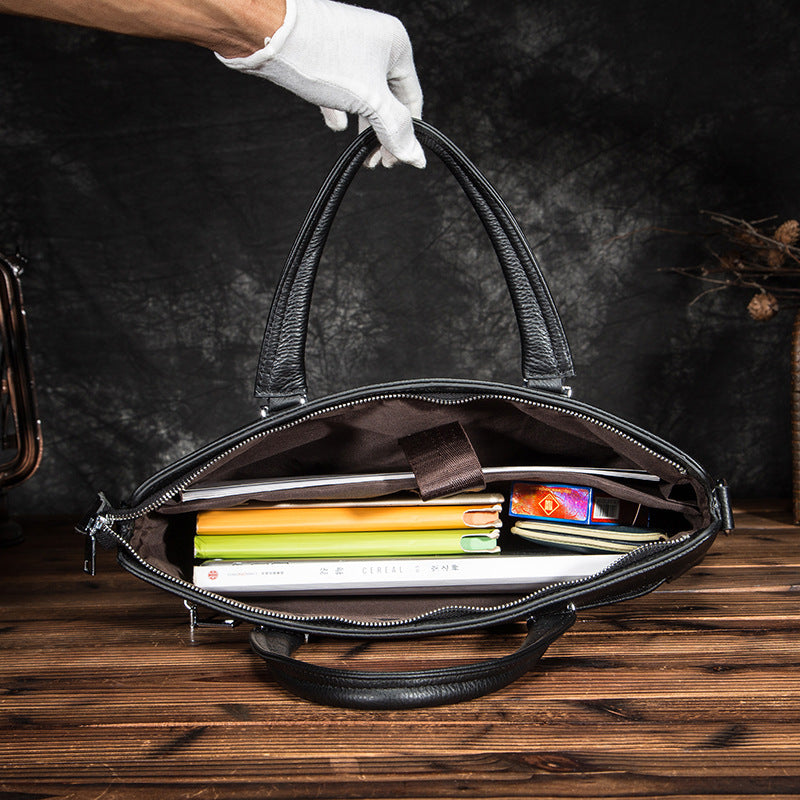 Men's Briefcase Cowhide Genuine Leather Business Handbag Men Computer Bag 