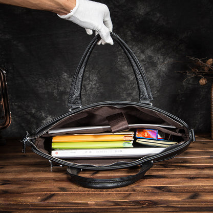 Men's Briefcase Cowhide Genuine Leather Business Handbag Men Computer Bag 