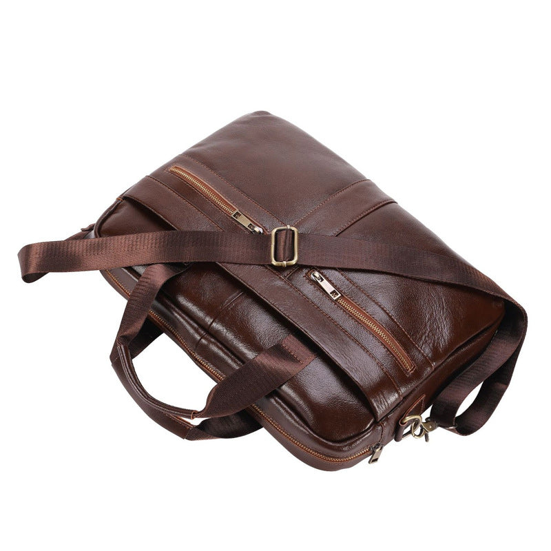 Men's Briefcase Handbag Genuine Cowhide Leather Business Fashion Men's Crossbody Bag Shoulder Bag