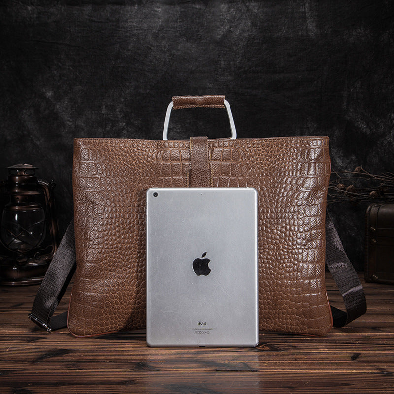 Men's Handbag Genuine Cowhide Business Briefcase Computer Bag for Men 