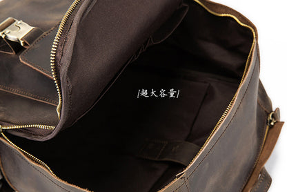 Men's backpack cowhide Crazy Horse original retro casual fashion large capacity luggage bag travel bag 