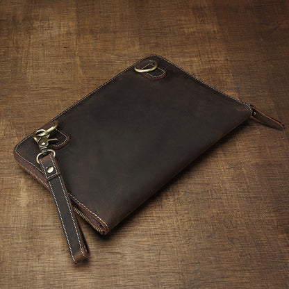 Men's Shoulder Bag Fashion Genuine Cowhide Leather Crazy Horse Retro Casual Simple Crossbody Bag 