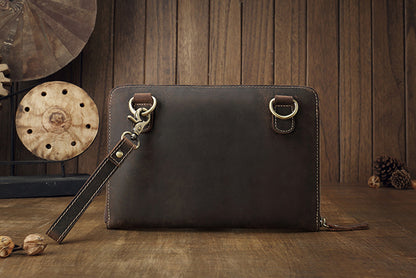 Men's Shoulder Bag Fashion Genuine Cowhide Leather Crazy Horse Retro Casual Simple Crossbody Bag 