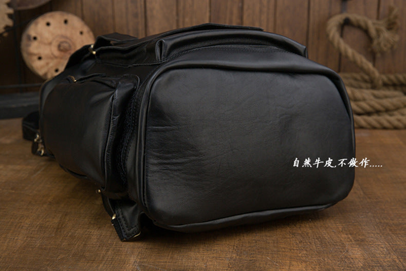 Men's Backpack Handcrafted Genuine Cowhide Leather Large Capacity Retro Crazy Horse Men's Travel Bag Luggage Bag 