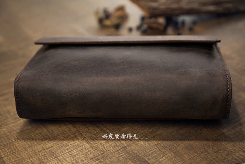 Men's Wallet Genuine Cowhide Leather Handmade Original Crazy Horse Clutch Bag Retro Mobile Phone Bag Men's Wallet 
