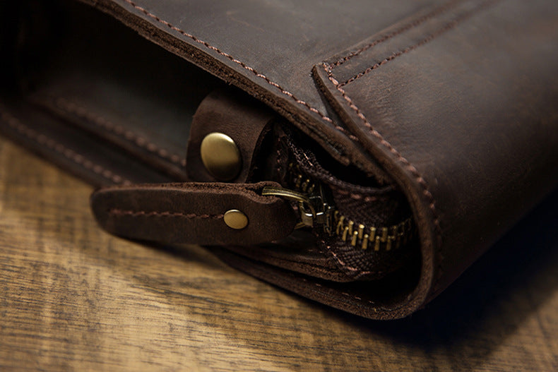 Men's Wallet Genuine Cowhide Leather Handmade Original Crazy Horse Clutch Bag Retro Mobile Phone Bag Men's Wallet 