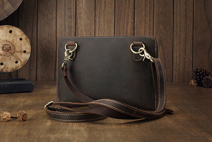 Men's Shoulder Bag Fashion Genuine Cowhide Leather Crazy Horse Retro Casual Simple Crossbody Bag 