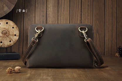 Men's Shoulder Bag Fashion Genuine Cowhide Leather Crazy Horse Retro Casual Simple Crossbody Bag 