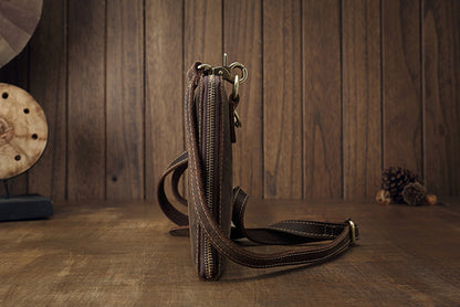 Men's Shoulder Bag Fashion Genuine Cowhide Leather Crazy Horse Retro Casual Simple Crossbody Bag 