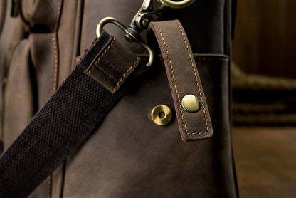 Men's Shoulder Bag Crossbody Bag Handmade Crazy Horse Cowhide Genuine Leather Travel Bag Handbag Bag Men's Handbag 