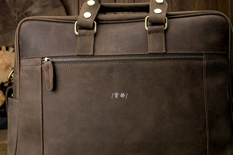 Men's Shoulder Bag Crossbody Bag Handmade Crazy Horse Cowhide Genuine Leather Travel Bag Handbag Bag Men's Handbag 