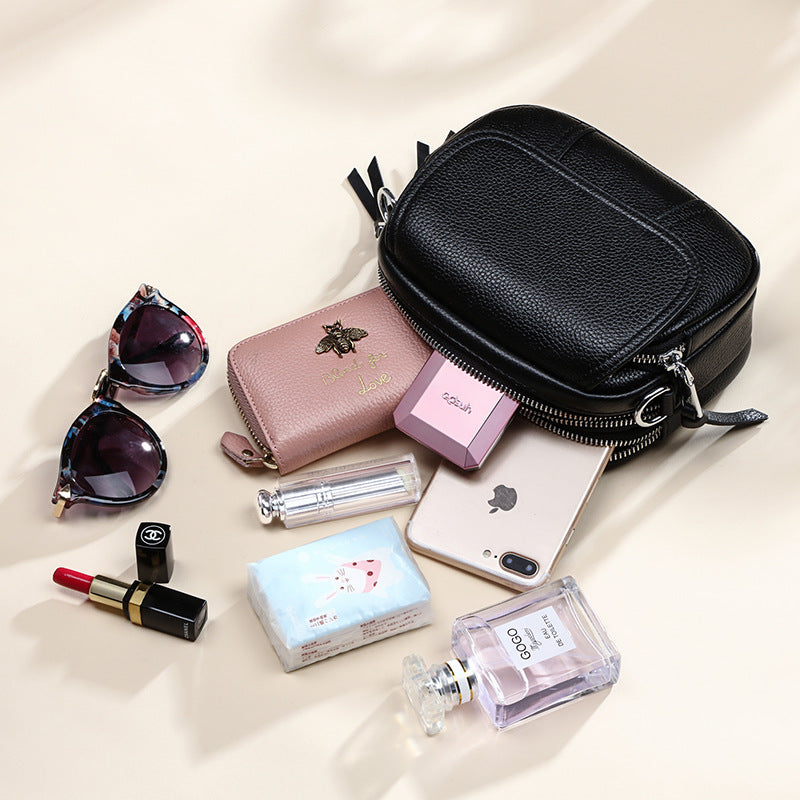 Genuine leather women's bag fashion small bag crossbody bag casual shoulder bag that goes with anything. Pochette