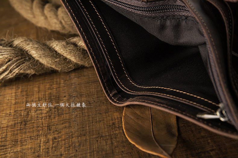 Men's Short Wallet Genuine Cow Leather Crazy Horse Original Handmade Retro Korean Fashion Men's Wallet 
