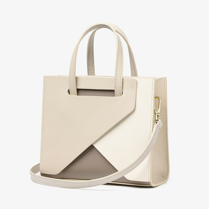 Genuine leather ladies crossbody bag large capacity simple handbag geometric color matching shoulder bag. Pochette