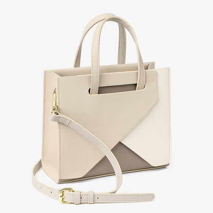 Genuine leather ladies crossbody bag large capacity simple handbag geometric color matching shoulder bag. Pochette