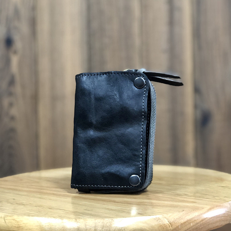 Men's wallet, genuine cowhide leather, key chain, coin purse, zipper, multi-function, large capacity, card bag for men 