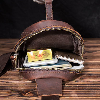 Men's bust bag Genuine cowhide leather retro outdoor versatile crossbody bag for men