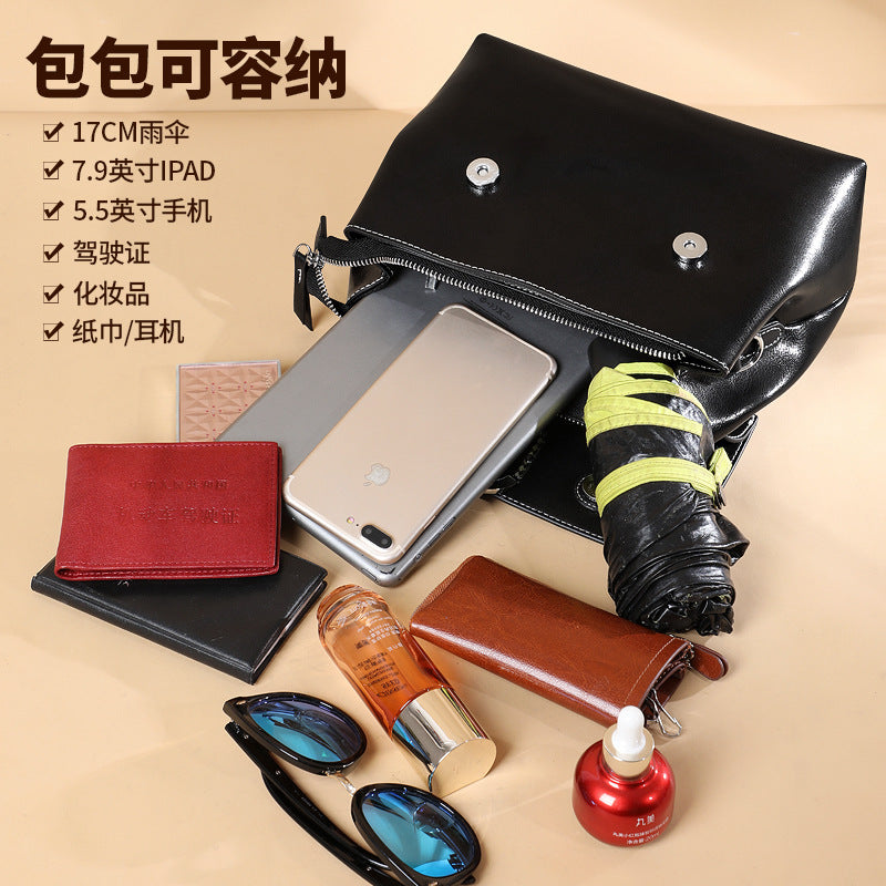Genuine leather ladies handbag fashion seashell bag simple shoulder bag retro handbag.bag 