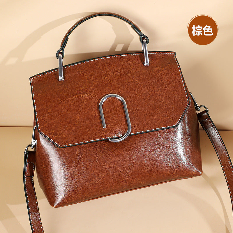 Genuine leather ladies handbag fashion seashell bag simple shoulder bag retro handbag.bag 