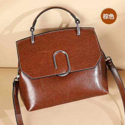 Genuine leather ladies handbag fashion seashell bag simple shoulder bag retro handbag.bag 