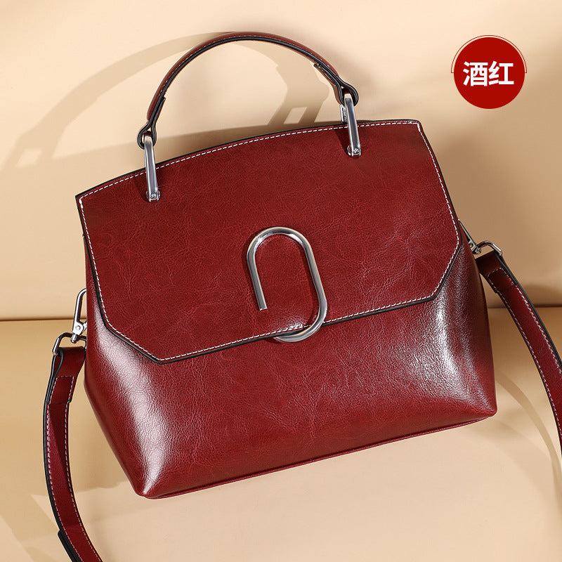 Genuine leather ladies handbag fashion seashell bag simple shoulder bag retro handbag.bag 