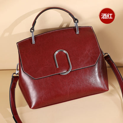 Genuine leather ladies handbag fashion seashell bag simple shoulder bag retro handbag.bag 