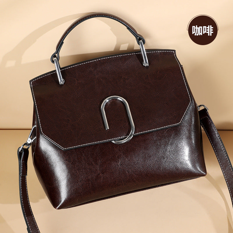 Genuine leather ladies handbag fashion seashell bag simple shoulder bag retro handbag.bag 
