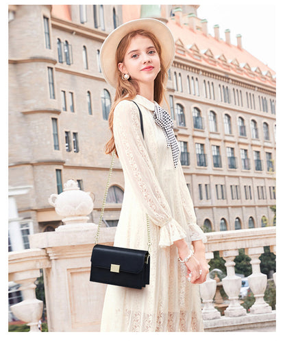 Genuine leather women's chain bag crossbody bag square bag ins fashion shoulder bag that goes with anything. Pochette