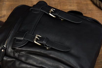 Men's Rucksack Handmade Cowhide Genuine Leather Casual Travel Bag Computer Bag Simple Fashion Unisex Bag 