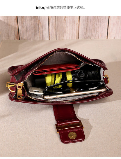 Women's Bag Genuine Leather Plaid Top Cowhide Retro Chain Bag Broadband Square Bag Elegant Shoulder Bag.Pochette