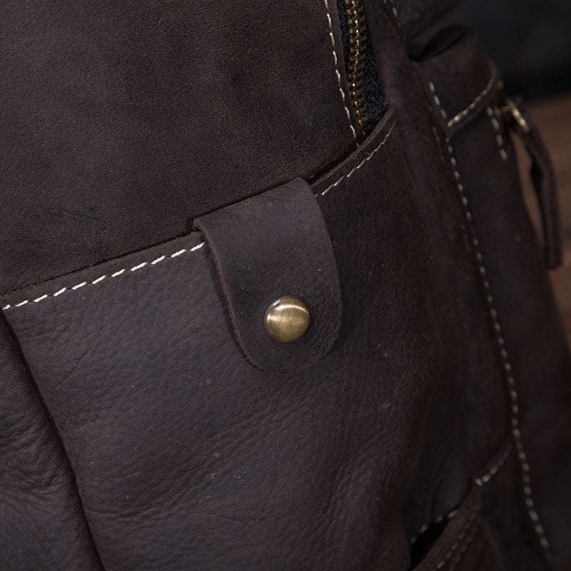 Men's backpack cowhide genuine leather retro large capacity outdoor computer bag for men