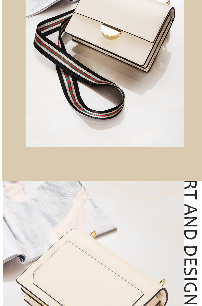 Women's cowhide crossbody bag fashion square bag broadband simple shoulder bag that goes with anything. Pochette
