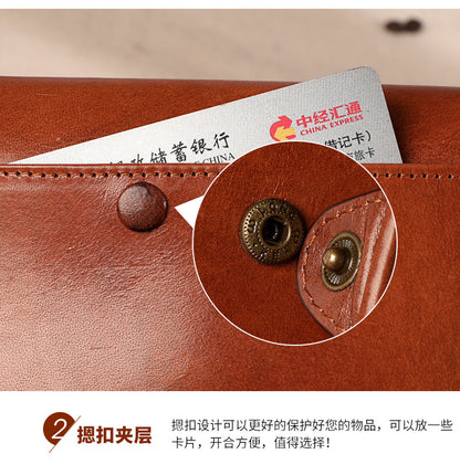 Ladies wallet long genuine leather clutch bag large capacity wallet cowhide wallet bifold wallet retro long wallet