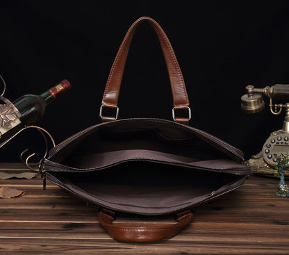 Men's Briefcase Cowhide Genuine Leather Handbag Business Computer Bag for Men 