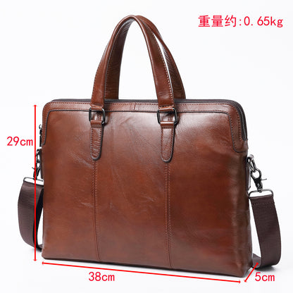 Men's Briefcase Cowhide Genuine Leather Handbag Business Computer Bag for Men 