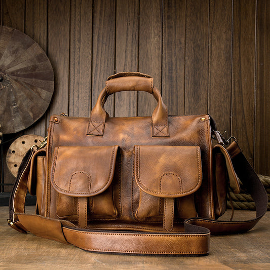 Men's original messenger bag Genuine cowhide leather handmade handbag crossbody shoulder bag for men 