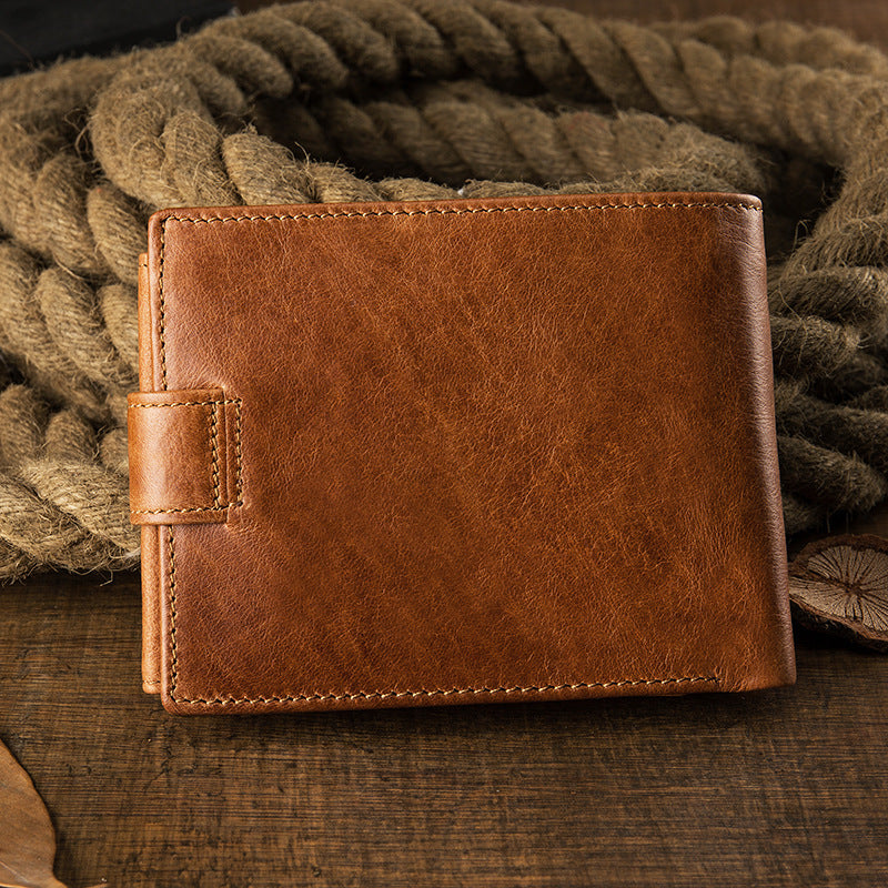 Men's Short Wallet Original Korean Fashion Bifold Soft Leather Multifunctional Driving License Men's Wallet 