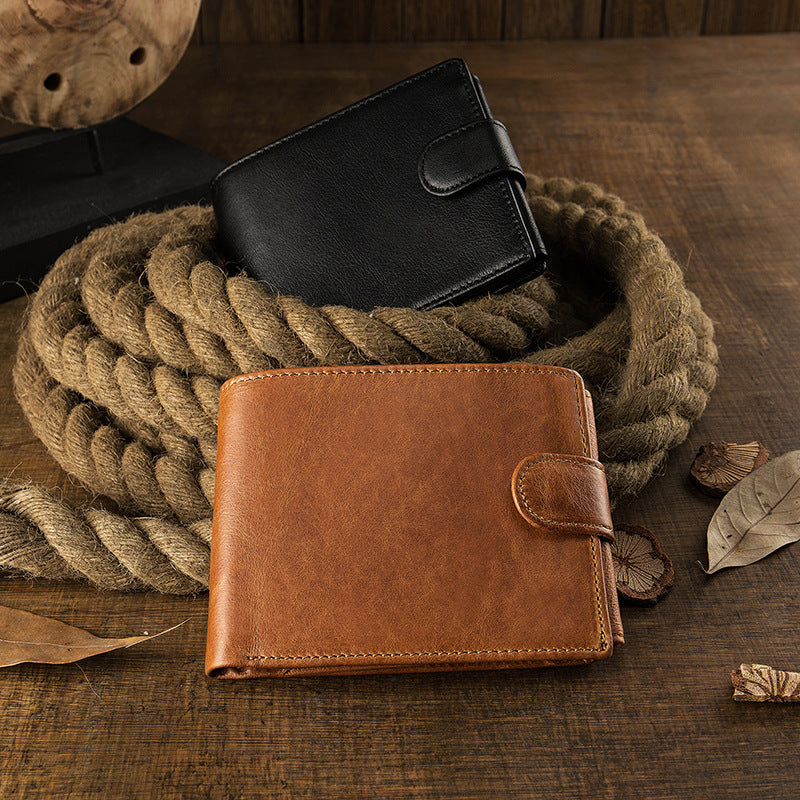 Men's Short Wallet Original Korean Fashion Bifold Soft Leather Multifunctional Driving License Men's Wallet 
