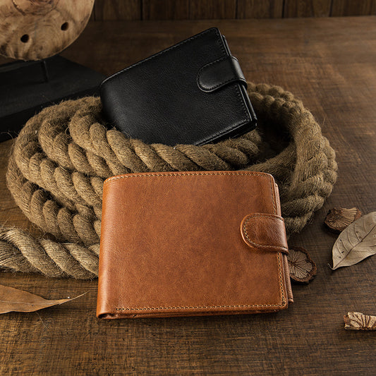 Men's Short Wallet Original Korean Fashion Bifold Soft Leather Multifunctional Driving License Men's Wallet 