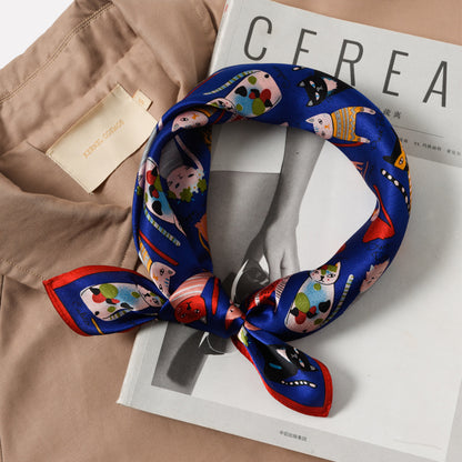 Silk scarf print pattern neckerchief fashion decoration temperament small scarf that goes with anything