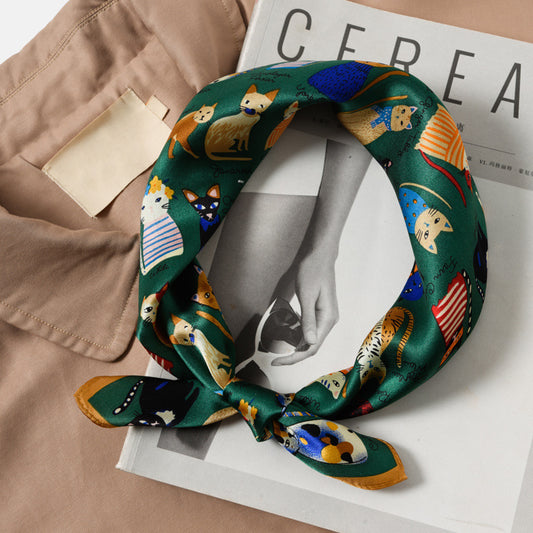 Silk scarf print pattern neckerchief fashion decoration temperament small scarf that goes with anything