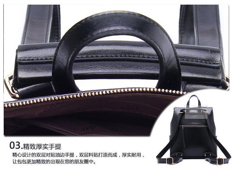 Women's genuine leather school backpack Stylish genuine leather handbag Rucksack Shoulder bag that goes with anything