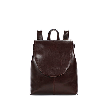 Genuine leather women's backpack fashion retro square bag simple backpack that goes with anything