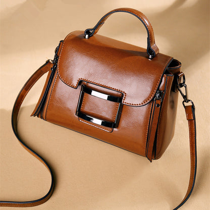 Women's bag Crossbody bag Retro classic handbag Genuine leather square bag Shoulder bag that goes with anything.Pochette
