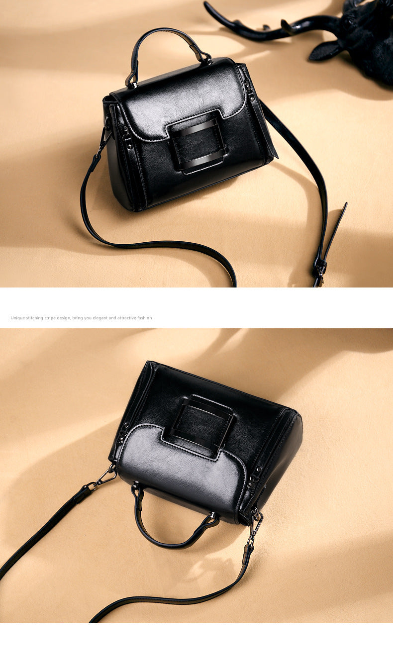 Women's bag Crossbody bag Retro classic handbag Genuine leather square bag Shoulder bag that goes with anything.Pochette