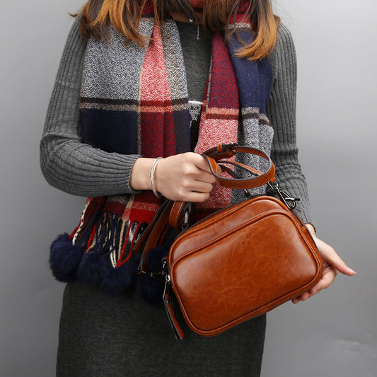 Genuine leather cowhide bag Stylish women's crossbody bag Casual handbag that goes with anything Shoulder bag.Pochette