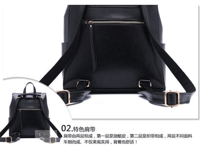 Women's genuine leather school backpack Stylish genuine leather handbag Rucksack Shoulder bag that goes with anything