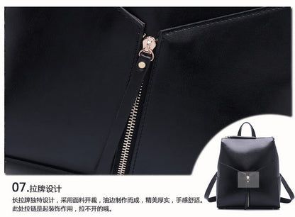 Women's genuine leather school backpack Stylish genuine leather handbag Rucksack Shoulder bag that goes with anything