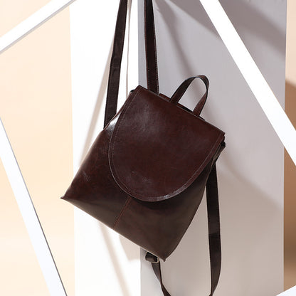 Genuine leather women's backpack fashion retro square bag simple backpack that goes with anything